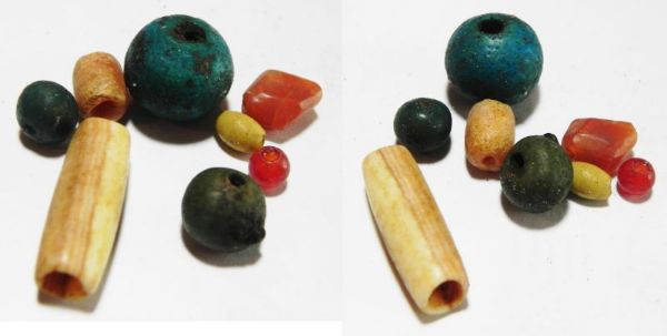 Picture of ANCIENT EGYPT, NEW KINGDOM GROUP OF BEADS. 1300 - 1100 B.C, INCLUDING FAIENCE, CARNELIAN AND OTHERS