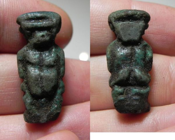 Picture of ANCIENT EGYPT. FAIENCE AMULET OF PATAIKOS . 600 -300 B.C