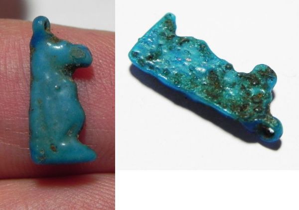 Picture of ANCIENT EGYPT, AMARNA FAIENCE AMULET OF TAWERET. 1400 B.C  TIME OF KING TUTANKHAMUN