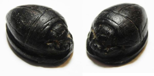 Picture of ANCIENT EGYPT, LARGE / UNIQUE SHAPE. BLACK STONE SCARAB. NEW KINGDOM. 1300 B.C