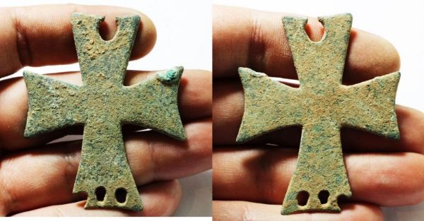 Picture of ANCIENT HOLY LAND. BYZANTINE BRONZE CROSS. 800 - 1000 A.D