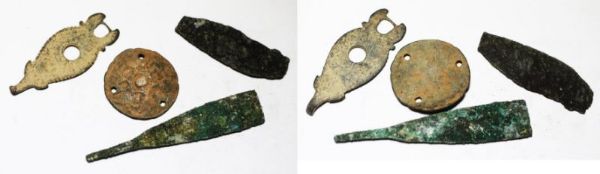 Picture of ANCIENT IRON AGE TO ROMAN. LOT OF 4 BRONZE ITEMS.900 B.C - 200 A.D