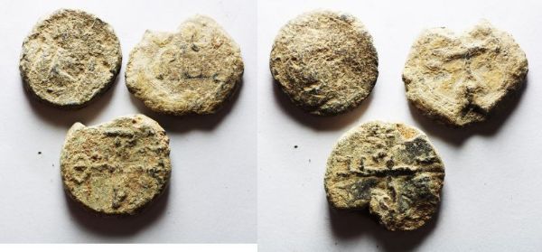 Picture of BYZANTINE. LOT OF 3 LEAD TOKENS / BULLA. AS FOUND. 800 - 1000 A.D