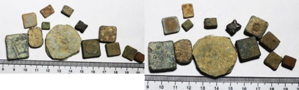 Picture of ANCIENT LEAD & BRONZE WEIGHTS. MOSTLY ROMAN. 200 - 500 A.D  13 PIECES