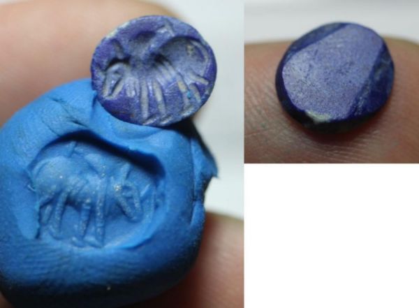 Picture of ANCIENT SASANIAN LAPIS LAZULI STONE INTAGLIO. 300 - 400 A.D