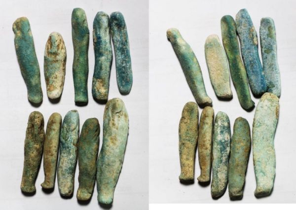 Picture of STOCK CLEARANCE: ANCIENT EGYPT. LOT OF 10 FAIENCE USHABTI. 600 - 300 B.C