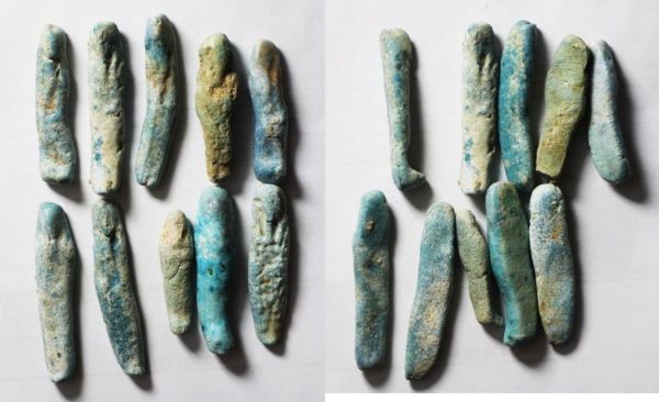 Picture of STOCK CLEARANCE: ANCIENT EGYPT. LOT OF 10 FAIENCE USHABTI. 600 - 300 B.C