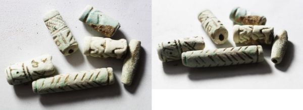 Picture of STOCK CLEARANCE: LATE BRONZE AGE. 1400 - 1200 B.C. FAIENCE CYLINDER SEALS. HOLY LAND / SOUTHERN LEVANT