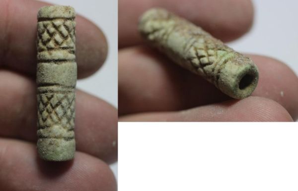 Picture of LATE BRONZE AGE. 1400 - 1200 B.C. FAIENCE CYLINDER SEAL.  HOLY LAND / SOUTHERN LEVANT