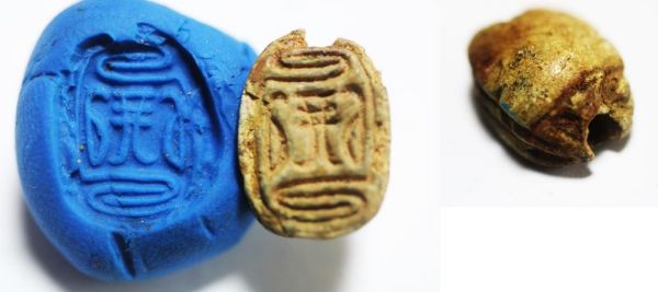 Picture of ANCIENT EGYPT. NEW KINGDOM STONE SCARAB. 1400 - 1300 B.C