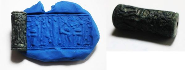 Picture of Late Bronze Age. 1300 - 1200 B.C . Cylinder Seal. Late Mitannian or Canaanite