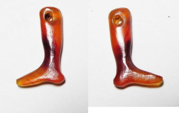 Picture of ANCIENT EGYPT, NEW KINGDOM. CARNELIAN FOOT AMULET. 1400 B.C