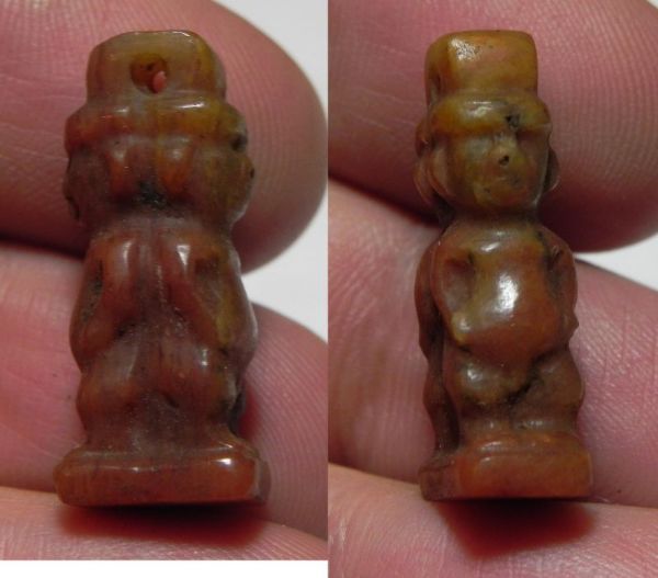 Picture of ANCIENT EGYPT, NEW KINGDOM. CARNELIAN DOUBLE SIDED AMULET. PATAIKOS. 1400 B.C