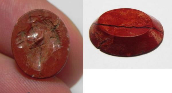 Picture of ANCIENT ROMAN RED JASPER INTAGLIO. HORSE. 100 - 200 A.D