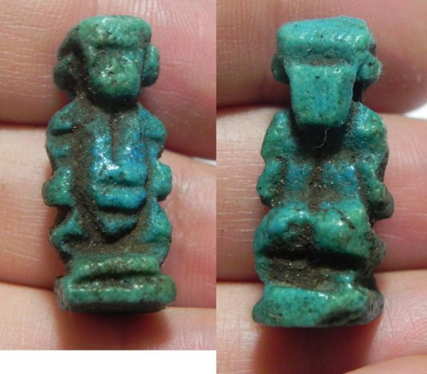 Picture of ANCIENT. EGYPT. NICE FAIENCE AMULET OF PATAIKOS. 600 - 300 B.C