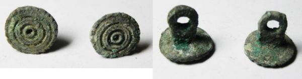 Picture of HOLY LAND. LOT OF 2 BRONZE ROMAN BUTTONS. 300 - 400 A.D