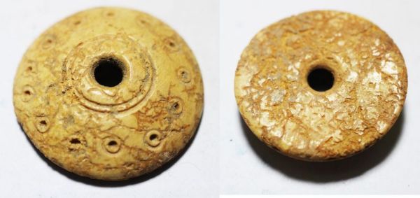 Picture of ANCIENT BYZANTINE. IVORY SPINDLE WHORL. 800 - 1000 A.D