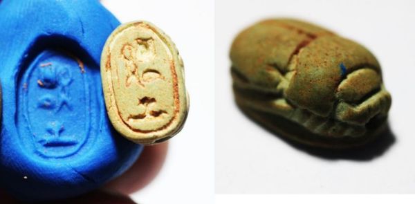 Picture of ANCIENT EGYPT. FAIENCE SCARAB. NEW KINGDOM. 1400 B.C