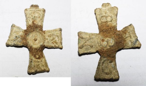 Picture of ANCIENT BYZANTINE. LEAD CROSS. 800 - 1000 A.D