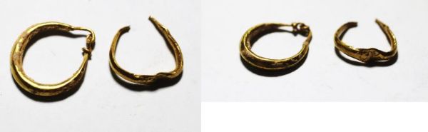 Picture of ANCIENT ROMAN GOLD LOT OF TWO. RING AND AN EARRING. 200 - 300 A.D