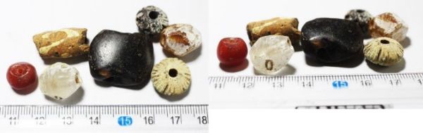 Picture of ANCIENT ROMAN . LOT OF 4 GLASS & STONE BEADS. 100 - 300 A.D