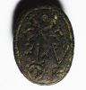 Picture of Byzantine bronze ring bezel. Tenth century? Engraved figure of St. George