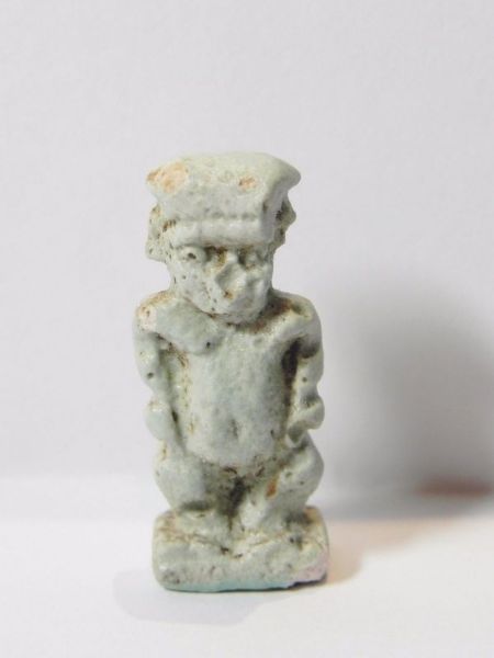 Picture of ANCIENT EGYPT. NICE FAIENCE AMULET OF PATAIKOS. 600 B.C