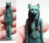 Picture of ANCIENT EGYPT, LARGE FAIENCE BASTET AMULET. NEW KINGDOM . 19TH DYNASTY. 1300 - 1200 B.C