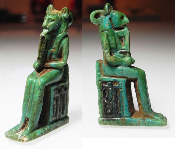 Picture of ANCIENT EGYPT. LARGE FAIENCE AMULET OF SEKHMET. 600 - 300 B.C.