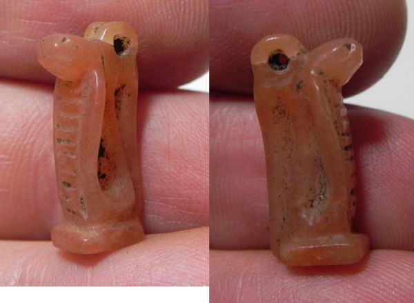 Picture of ANCIENT EGYPTIAN CARNELIAN COBRA AMULET. 1400 - 1200 B.C