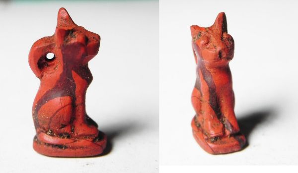 Picture of ANCIENT EGYPT, NEW KINGDOM RED JASPER AMULET OF A CAT. 1400 - 1100 B.C