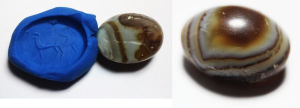 Picture of Persian Period. 5th Cent. B.C. Agate Seal. Two quadrupeds. Eye Bead