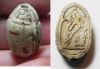 Picture of ANCIENT EGYPT, STONE SCARAB . NEW KINGDOM. 1300 B.C. DECORATED WITH A RAM'S HEAD ON THE BACK