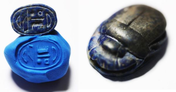 Picture of ANCIENT EGYPT , NEW KINGDOM LAPIS LAZULI SCARAB. 1400 B.C