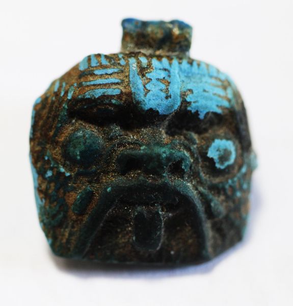 Picture of ANCIENT EGYPT. FAIENCE (EGYPTIAN BLUE) BES AMULET. 600 - 300 B.C