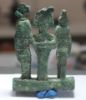 Picture of ANCIENT EGYPT.  TRIAD BRONZE STATUE. HORUS. ISIS. OSIRIS. 600 - 300 B.C