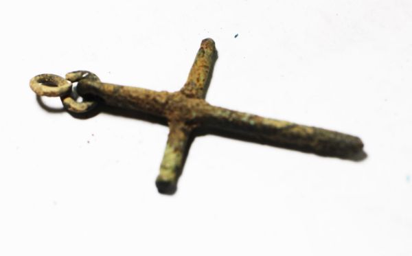 Picture of HOLY LAND. BYZANTINE BRONZE CROSS. 800 - 1000 A.D . LARGE.