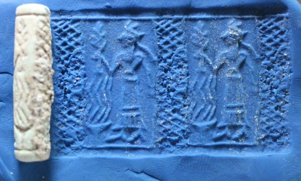 Picture of LATE BRONZE AGE. 1400 - 1200 B.C. STONE CYLINDER SEAL. 