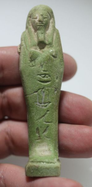 Picture of ANCIENT EGYPT. 26TH DYNASTY. FAIENCE USHABTI. 600 - 300 B.C  FOR SAMEREF PRIEST "HOR UDJA"