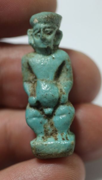 Picture of ANCIENT EGYPT -  FAIENCE PATAIKOS AMULET. 600 - 300 B.C