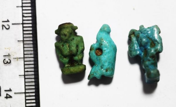 Picture of ANCIENT EGYPT. THREE FAIENCE AMULETS. 600 - 300 B.C