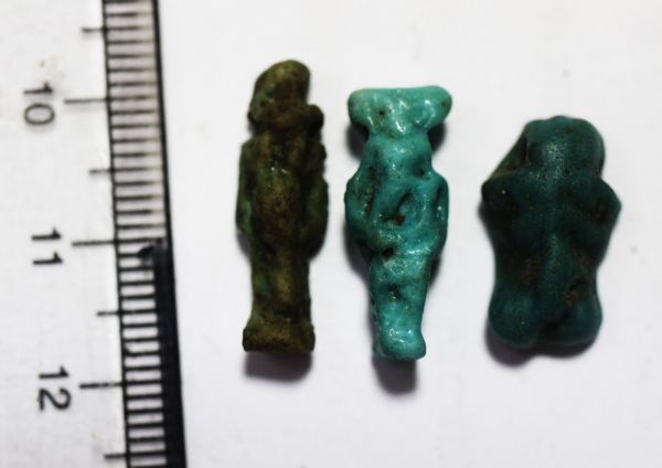 Picture of ANCIENT EGYPT. THREE FAIENCE AMULETS. 600 - 300 B.C