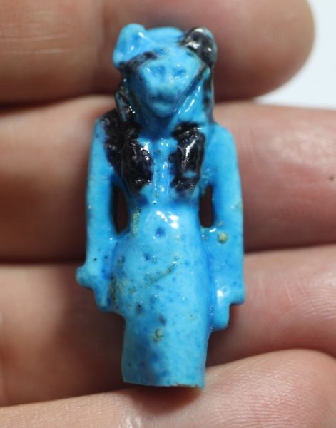 Picture of ANCIENT EGYPT. FAIENCE LION HEADED DEITY.   600 - 300 B.C