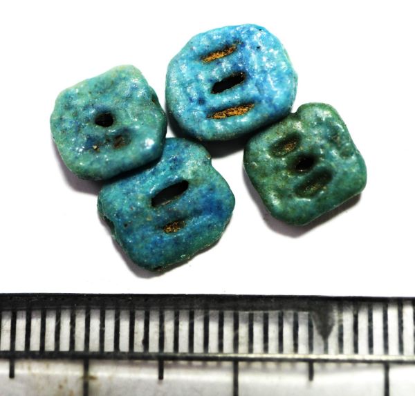 Picture of ANCIENT EGYPT.  FAIENCE VOTIVE EYE OF HORUS BEADS. PRE - 300 B.C