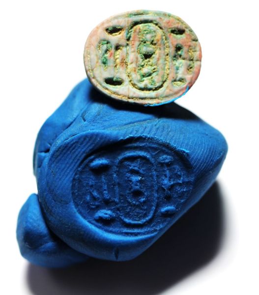 Picture of ANCIENT EGYPT. FAIENCE  SCARAB.   15TH CENT.  B.C