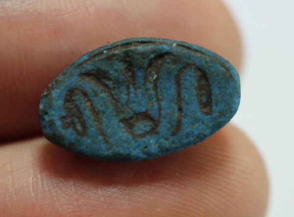 Picture of ANCIENT EGYPT. RARE NEW KINGDOM EGYPTIAN BLUE FAIENCE SCARAB 13TH CENTURY B.C.