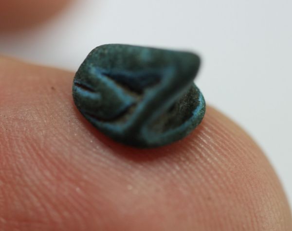 Picture of ANCIENT EGYPT. NEW KINGDOM FAIENCE EGYPTIAN BLUE, FROG SHAPED SCARABOID 13TH CEN. B.C