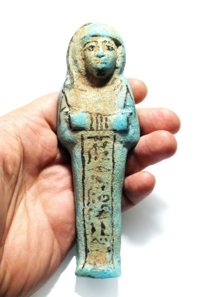 Picture of ANCIENT EGYPT. 19TH DYNASTY . FAIENCE USHABTI FOR "LIRY" THE VIZIER. 13TH B.C