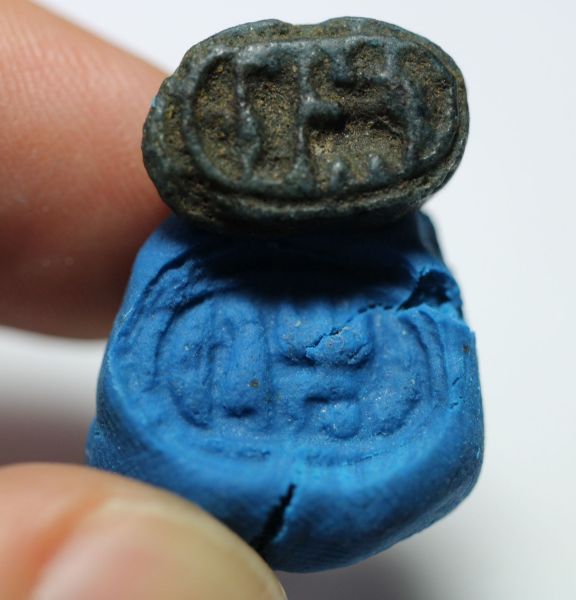 Picture of ANCIENT EGYPT. NEW KINGDOM. FAIENCE (EGYPTIAN BLUE) INTAGLIO. 1400 - 1200 B.C 