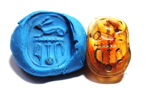Picture of ANCIENT EGYPT. STONE SCARAB FOR UNAS. 14TH CENTURY B.C